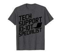 Funny Tech Support ID-10T Specialist T-Shirt, Men, Dark Heather Grey, 5X-Large