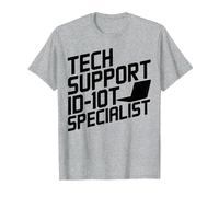 Funny Tech Support ID-10T Specialist T-Shirt, Men, Heather Grey, 5X-Large
