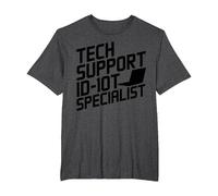 Funny Tech Support ID-10T Specialist T-Shirt, Men's Big and Tall, Dark Heather Grey, 5X Tall