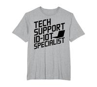 Funny Tech Support ID-10T Specialist T-Shirt, Men's Big and Tall, Heather Grey, 5X Tall