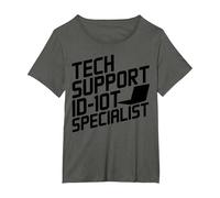 Funny Tech Support ID-10T Specialist T-Shirt, Women's Plus, Asphalt Grey, 2X