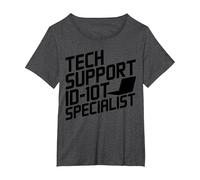 Funny Tech Support ID-10T Specialist T-Shirt, Women's Plus, Dark Heather Grey, 2X