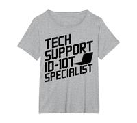 Funny Tech Support ID-10T Specialist T-Shirt, Women's Plus, Heather Grey, 2X