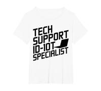 Funny Tech Support ID-10T Specialist T-Shirt, Women's Plus, White, 5X