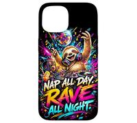 Funny Techno Music Sloth Animal DJ Party Festival Design Case for iPhone 15