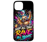 Funny Techno Music Sloth Animal DJ Party Festival Design Case for iPhone 15 Plus