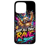 Funny Techno Music Sloth Animal DJ Party Festival Design Case for iPhone 15 Pro Max