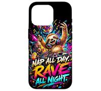 Funny Techno Music Sloth Animal DJ Party Festival Design Case for iPhone 16 Pro