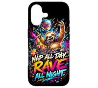 Funny Techno Music Sloth Animal DJ Party Festival Design Case for iPhone 17