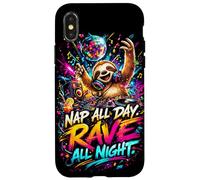 Funny Techno Music Sloth Animal DJ Party Festival Design Case for iPhone X/XS