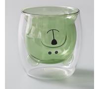 Funny Teddy Bear Double-Walled Glass (Green)