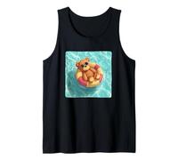 Funny Teddy Bear in Pool Ring for Vacation Lovers Tank Top