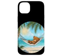 Funny Teddy Bear on the Beach in Hammock for Vacation Fans Case for iPhone 14 Plus