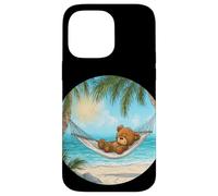 Funny Teddy Bear on the Beach in Hammock for Vacation Fans Case for iPhone 14 Pro Max