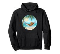 Funny Teddy Bear on the Beach in Hammock for Vacation Fans Pullover Hoodie