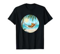 Funny Teddy Bear on The Beach in Hammock for Vacation Fans T-Shirt
