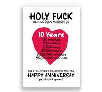 Funny Ten Years Wedding Anniversary Card | For Her | For Him | 10 Year Anniversary Card | 10 Years Married | Happy Anniversary
