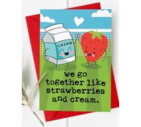 Funny Tennis Anniversary Card for Partner, Husband, Wife, Wimbledon Inspired Birthday Card for Partner, Strawberries & Cream Birthday Card, Cute Partner Birthday Card for Him or Her