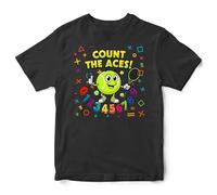 Funny Tennis Fan Maths T Shirt for Boys - Count The Aces Mathematics Numbers Day Tee for Son - Bright Mathematical Symbols Design Kids Gift, 9-11 Years, Black
