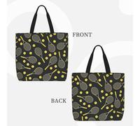 Funny Tennis Racquets And Tennis Balls Basic Models Tote Bag With Zipper With Inner Pockets,Laptop Work Tote Bag For Sport,Travel