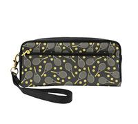 Funny Tennis Racquets and Tennis Balls Double-Sided Printed Leather Portable Makeup Pouch-Multi-Purpose Cosmetic Bag, Pencil Case and Organizer for Women