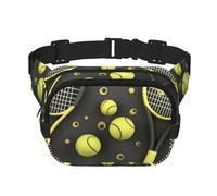 Funny Tennis Racquets And Tennis Balls Fanny Pack For Women Waterproof Adjustable Belt Bags Waist Pack Fashion Casual Crossbody Bags Bum Bag For Running Workout Hiking Traveling, Black, One Size