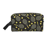 Funny Tennis Racquets And Tennis Balls Portable Large Capacity Travel Wash Storage Bag For Cosmetics And Wash Supplies