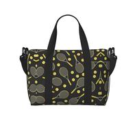 Funny Tennis Racquets and Tennis Balls Print Gym Bag for Women, Weekender Overnight Bag,Personal Item Bag, Shoulder Bag for Women Men,One Size