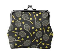 Funny Tennis Racquets and Tennis Balls Print Practicality Coin Purse Cute Mini Coin Pouch for Women (4.52 x 4.13in) Exquisite, Black, One Size