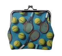 Funny Tennis Racquets And Tennis Balls Printed Coin Purse Pouch-Mini Coin Wallet,Change Purse,Leather Coin Pouch Holder For Woman Girls, Black, One Size, Modern,european Style, Retro