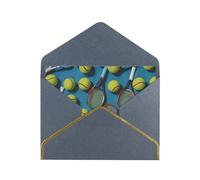 Funny Tennis Racquets and Tennis Balls Printed Pearl Paper Greeting Card, Black - Folded Blank Cards with Gold Trim for Weddings, Birthdays, Christmas