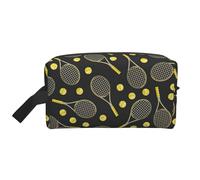Funny Tennis Racquets and Tennis Balls Printed Travel Organizer Bag, High Density Storage Case with Protective Foam for Electronics
