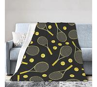 Funny Tennis Racquets and Tennis Balls Soft Micro Flannel Blanket Throw, Warm Cozy Lightweight Decorative Blanket for Sofa Couch Bed, Printed Blanket Gifts for Kids Girls Boys Women Men