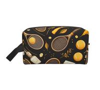 Funny Tennis Racquets and Tennis Balls Water-Resistant Travel Toiletry Organizer Bag, Large Capacity Portable Cosmetic Storage for Gym/Daily Essentials
