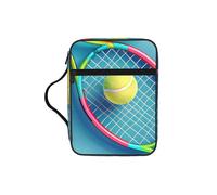 Funny Tennis Racquets and Tennis Balls2 Bible Cover with Zipper, Bible Case Organizer with Handle, Water-Resistant Oxford Fabric Bible Bag for Women Men 27x20cm
