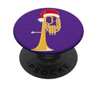 Funny Tenor Horn Humour from Santa for Brass Band Christmas PopSockets Adhesive PopGrip