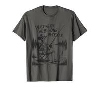 Funny Texas Fly Fishing Skeleton Waiting On Big One Fisher T-Shirt