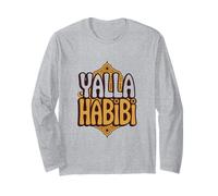 Funny Text Yalla Habibi Means Let's Go My Love Arabic Funny Long Sleeve T-Shirt
