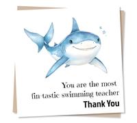 Funny Thank You Card For a Special Swimming Teacher - Shark, Fin-Tastic - Gratitude, Appreciation - Teach, Education, Sports - From a Pupil, Student