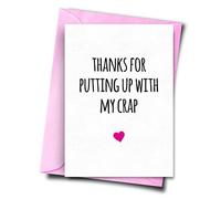 Funny Thank You Card, Thanks For Putting Up With My Crap, Marriage Day Card, Wedding Anniversary Cards, Girlfriend, Boyfriend, Husband