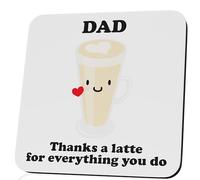 Funny Thank You Gift For Dad Birthday Joke Presents For Him Thanks A Latte Coffee Pun Gag Drinks Coaster Birthday Gifts For Him Step Dad Gifts Beer Coaster