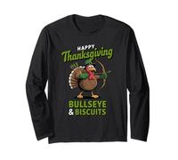 Funny Thanksgiving Archer Turkey Bullseye and Biscuits Long Sleeve T-Shirt