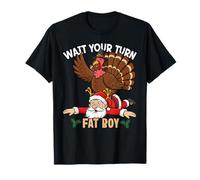 Funny Thanksgiving Christmas Turkey vs Santa for Men Women T-Shirt