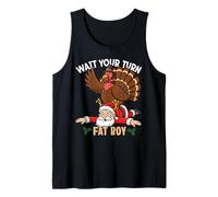 Funny Thanksgiving Christmas Turkey vs Santa for Men Women Tank Top