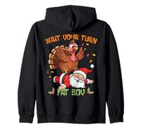Funny Thanksgiving Christmas Turkey vs Santa For Men Women Zip Hoodie