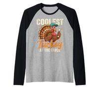 Funny Thanksgiving Coolest Turkey at The Table Raglan Baseball Tee