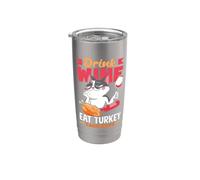 Funny Thanksgiving Drink Wine Eat Turkey Take Naps Stainless Steel Insulated Tumbler