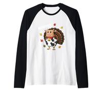 Funny Thanksgiving Moo Turkey Cow with Fall Leaves Costumes Raglan Baseball Tee