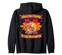 Funny Thanksgiving Turkey Bless Family Motto Saying Zip Hoodie