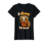 Funny Thanksgiving Turkey in Gravy We Trust Holiday Humor Value Graphic T-Shirt